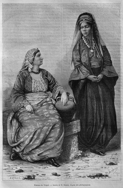 Women of Tripoli, from La Syrie daujourdhui. Voyages dans la Phenicie, le Liban et la Judee. 1875-1880 by Louis Charles Emile Lortet, 1884 by French School