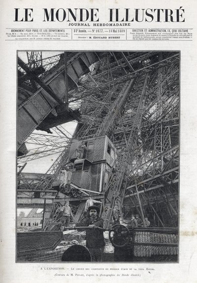 World Fair in Paris 1889 - The lifts path on the first floor of the Eiffel Tower - Le Monde Illustré de 1889 by French School