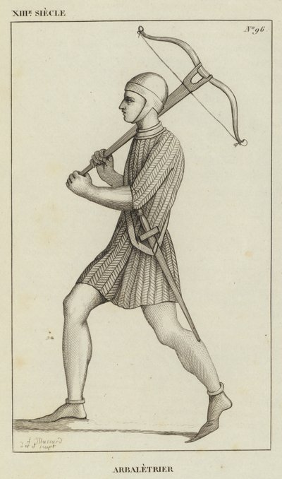 13th Century, Crossbowman (engraving) by French School