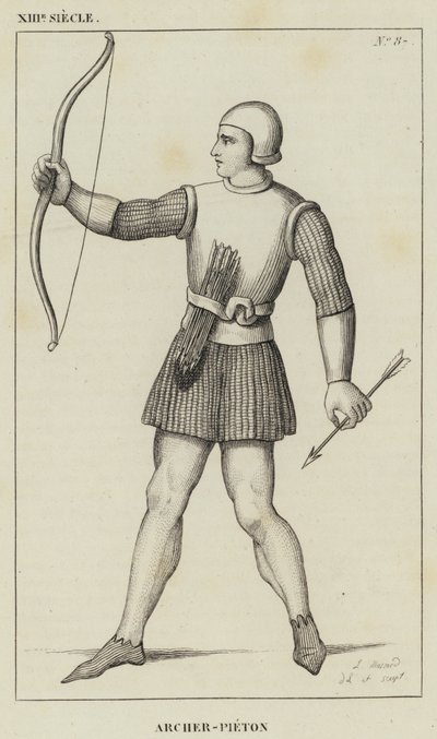 13th Century, Archer-Pedestrian (engraving) by French School