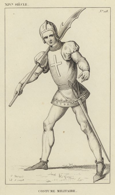 14th Century, Military Costume (engraving) by French School