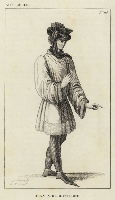 14th Century, John IV of Montfort (engraving) by French School