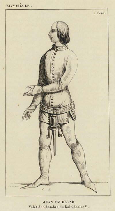 14th Century, Jean Vaudetar, Valet de Chambre of King Charles V (engraving) by French School