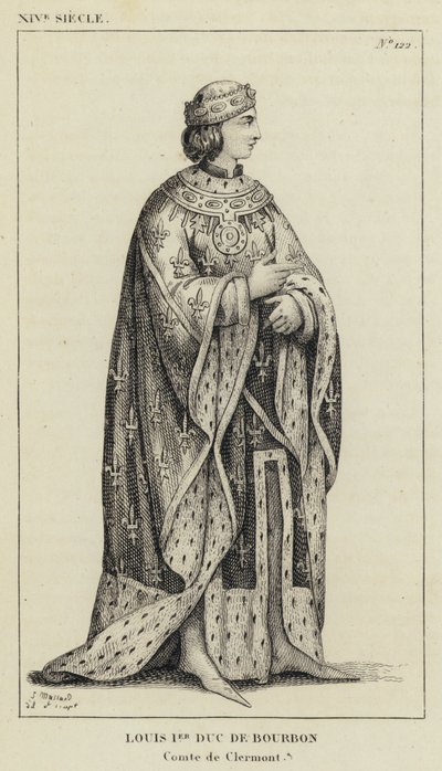 14th Century, Louis I Duke of Bourbon, Count of Clermont (engraving) by French School