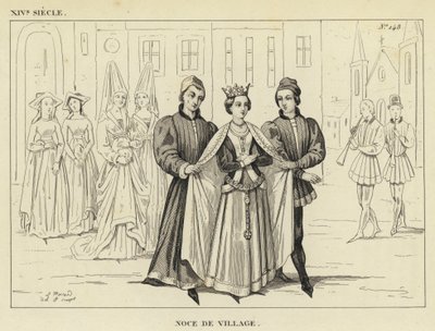 14th Century, Village Wedding (engraving) by French School