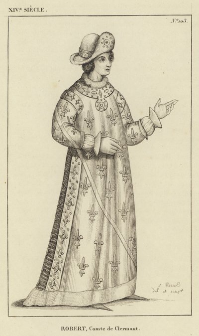 14th Century, Robert, Count of Clermont (engraving) by French School