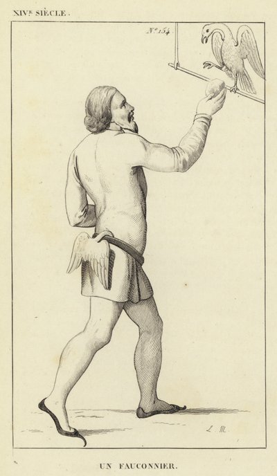 14th Century, A Falconer (engraving) by French School