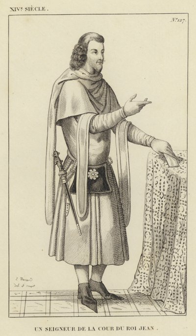 14th Century, A Lord of the Court of King John (engraving) by French School