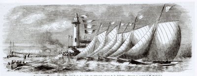 Yachts rounding the Joliette Lighthouse during the 1864 Regatta at Marseilles, from Le Monde Illustre, 17th September, 1864 by French School
