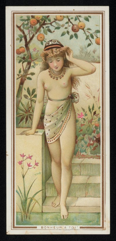 Young Woman in a Garden, Greetings Card by French School