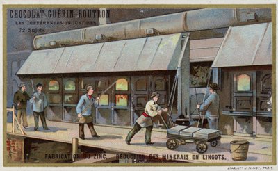Zinc Manufacturing. Reducing Ore into Ingots by French School