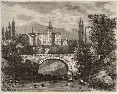 Chateau de la Rochelambert in the valley of the Borne Haute-Loire (43) - engraving in La France illustree: geography, history, statistical administration by V.-A. Malt-Brown. 1884 by French School