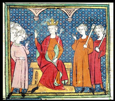 Childeric II (c.653-73), Merovingian King of Austrasia, from the Grandes Chroniques de France, 1375-79 by French School