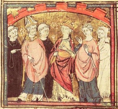 Dagobert I (605-39), King of the Franks Receiving the Kingdom of France, from the Grandes Chroniques de France, 1375-79 by French School