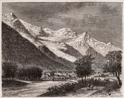 The valley of Chamonix and Mont Blanc - engraving in 