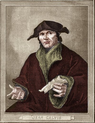 Portrait of Jean Calvin (1509-1564), French religious reformer and writer by French School