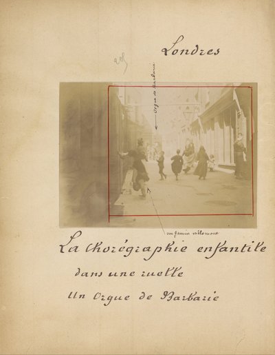 London. The Child Choreographer in an Alley with an Organ Grinder by French Unknown maker