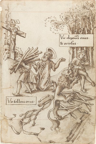 Help Him Who Takes up His Burden, Not Him Who Lays It down by French early 16th Century