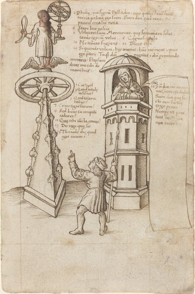 The Statue of Opportunity, a Passer-by, and Remorse (detail) by French early 16th Century