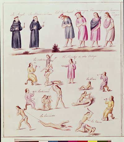 Native Indians on the Road to Conversion by the Spanish Friars by Friar Pablo (after) Beaumont