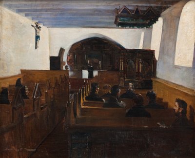 A Church Service in the Island of Mors, Jutland by Fridolin Johansen