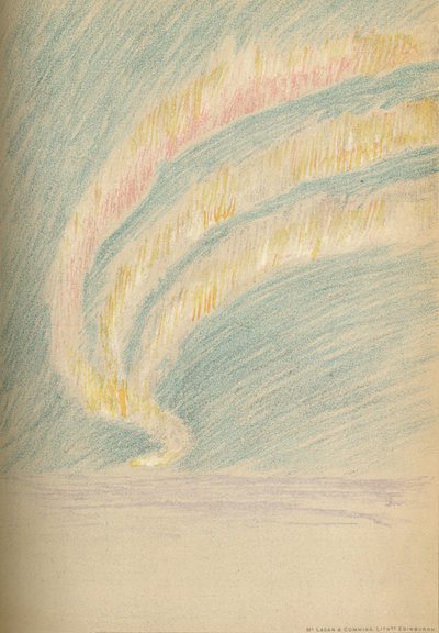 Streamers of Aurora Borealis, 28th November 1893. Pastel Sketch by Fridtjof Nansen