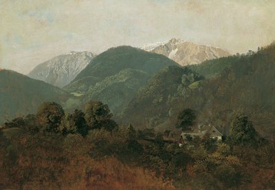 View from Scheuchenstein to Gauermannhof with Schneeberg in the Background by Friedrich August Mathias Gauermann