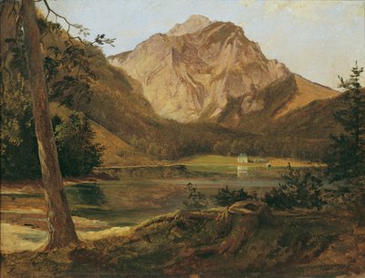 The Vorderer Langbathsee with the Höllengebirge by Friedrich August Mathias Gauermann