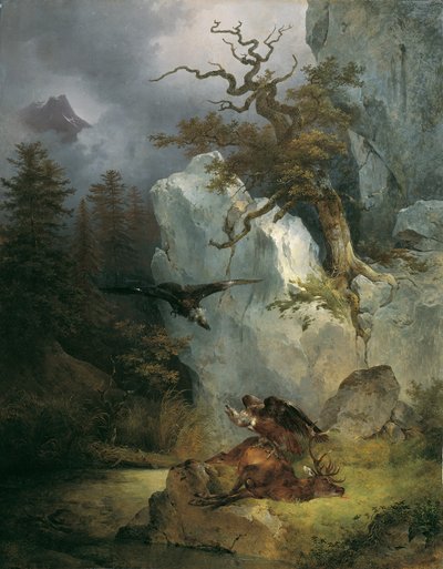 A Vulture on a Dead Deer by Friedrich August Mathias Gauermann