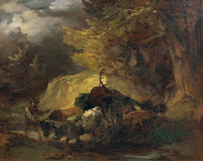 After the Hunt (Return from the Deer Hunt) by Friedrich August Mathias Gauermann