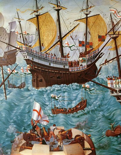 Embarkation of Henry VIII on Board the Henry Grace a Dieu in 1520, Copied from a Painting by Vincent Volpi (detail) by Friedrich Bouterwek
