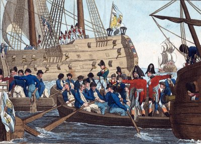 Napoleon Bonaparte as Prisoner of the English is Brought from the Bellerophon to Northumberland on 8 August 1815 by Friedrich Campe