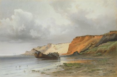 Wreck of a Sailing Boat by the Island of Rugen by Friedrich Emil Neumann