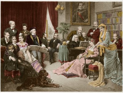 Richard Wagner and Liszt at Bayreuth with Cosima and Siegfried - After Fritz Georg Papperitz by Friedrich Georg Papperitz