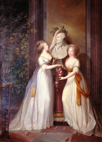 Luise and Friederike at the Bust of Friedrich Wilhelm II by Friedrich Georg Weitsch