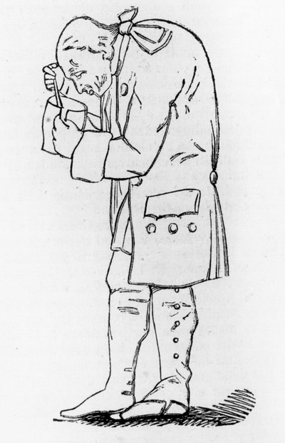 Emmanuel Kant (1724-1804), German philosopher, holding a jar of mustard by Friedrich Hagemann