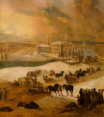 Winter View of Poltsamaa Castle (detail) by Friedrich Hartmann Barisien