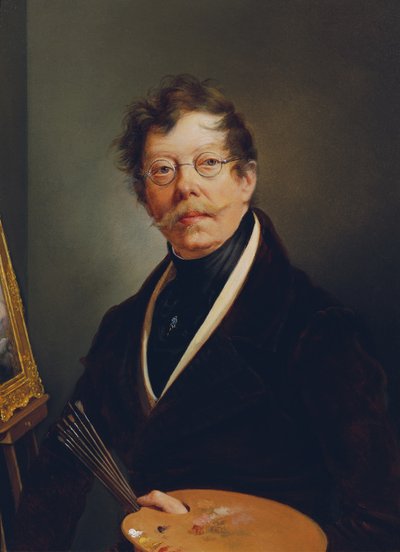 Self-Portrait at the Easel by Friedrich Johann Gottlieb Lieder