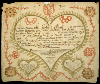 Birth and Baptismal Certificate, c. 1800 by Friedrich Krebs