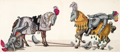 Two injured knights at a tournament, plate from 