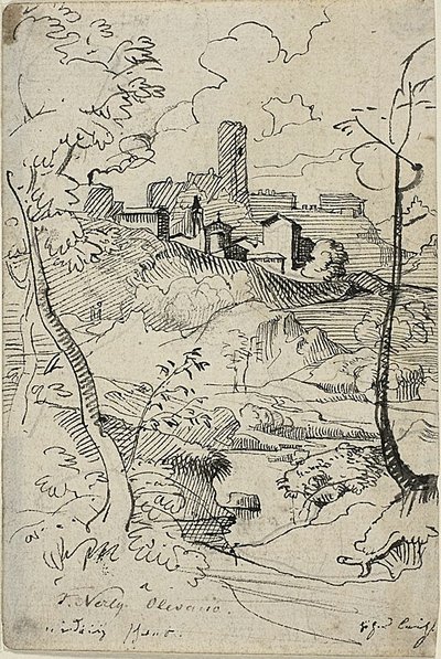 Italian Town with River (front); View of a Town (back) by Friedrich Nerly