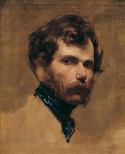 Self-Portrait with a Blue Neckerchief by Friedrich Ritter von Amerling