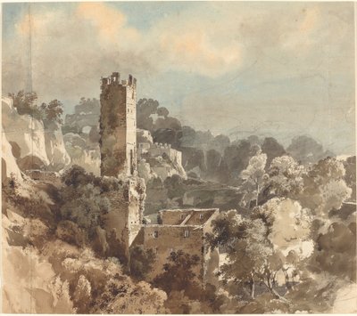 Ruins of a Fortified Tower among Wooded Hills by Friedrich Salathé