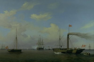 The Danish Squadron Anchored at Warnemünde Road. Their Royal Highnesses the Crown Prince and Crown Princess Arrive on the Steamer 
