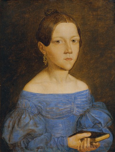 Bust of a Young Girl in a Blue Dress by Friedrich Wasmann