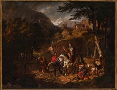 The Habsburg Legend: Count Rudolf Helps a Priest Over a Torrent by Friedrich Wilhelm Müller