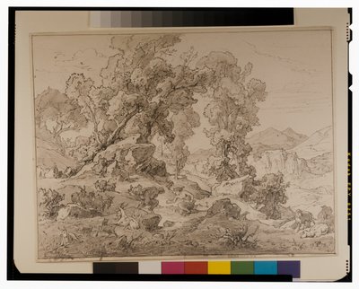 Faun and Nymph in Arcadian Landscape by Friedrich the Elder Preller