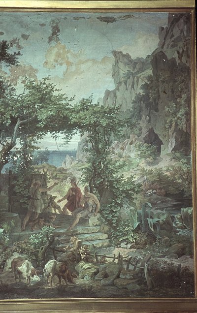 Odysseus at the Swineherd Eumaeus, Scenes from the Odyssey by Friedrich the Elder Preller