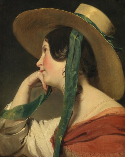 Young Girl with Straw Hat by Friedrich von Amerling