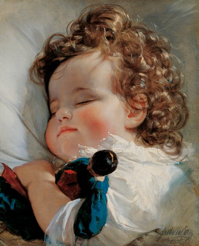 Portrait of Princess Marie Franziska von Liechtenstein (1834-1909) at the age of two years by Friedrich von Amerling